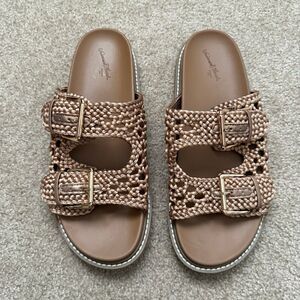 Target Universal Thread Kylie Crochet Footbed Sandals Woven Double Strap 9.5